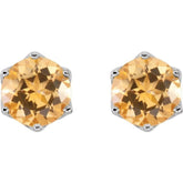 14K White Natural Citrine Earrings